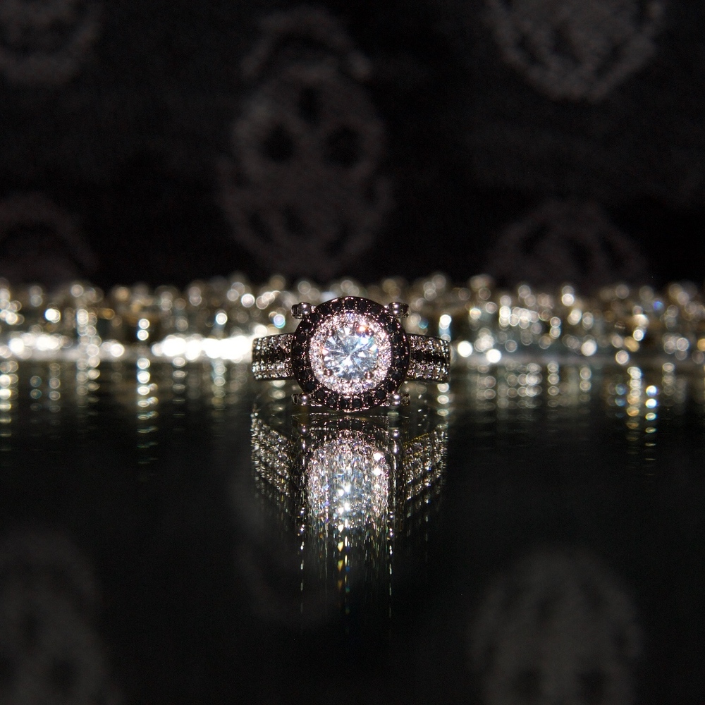 Two Tone Gold Dipped Halo Swarovski Ring - image 2